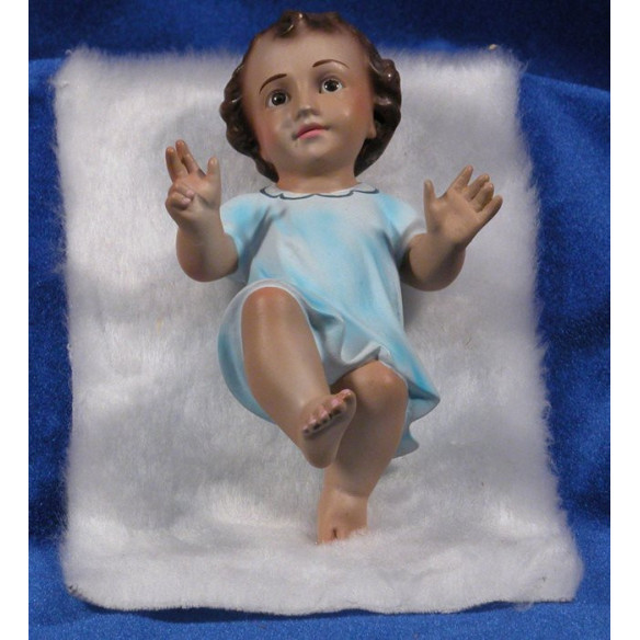 Gesù bambino (blu) con pelle 15 cm gesso