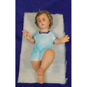 Gesù bambino (blu) con pelle 20 cm gesso