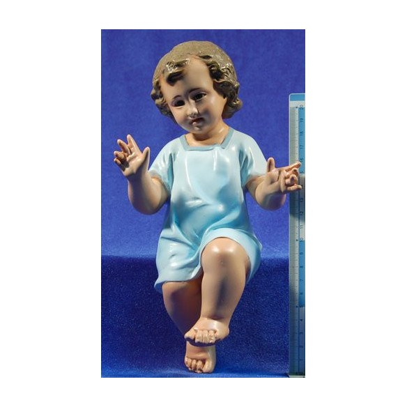 Gesù bambino (blu) con pelle 25 cm gesso