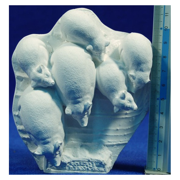 Non painted pig group M2 4 cm chalk