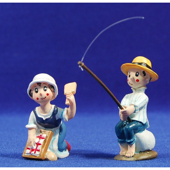 Fisherman and cleaning woman 8 resin Pilarín