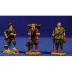 Group of 3 shepherd rooster, wood, fish 6,5 cm resin