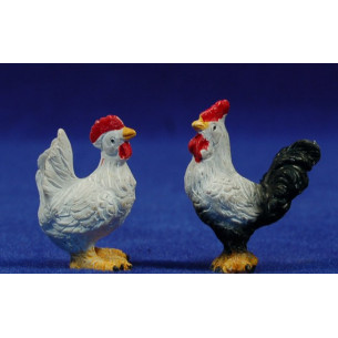 Rooster and chicken 10 cm resina Belenes Puig