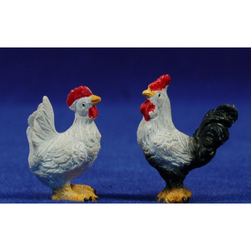Rooster and chicken 10 cm resina Belenes Puig