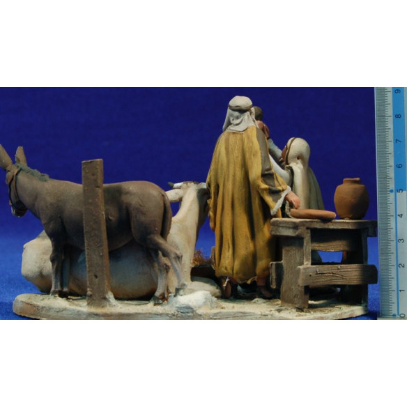 Nativity baby rasied up 8 cm clay painted De Francesco