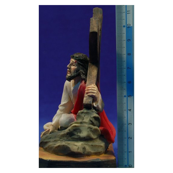 Jesus with the cross 13 cm resin