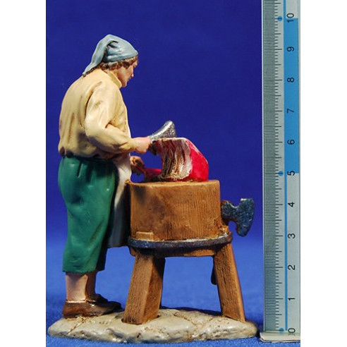 Macellaio con banco 10 cm resina Moranduzzo - Landi stile 700