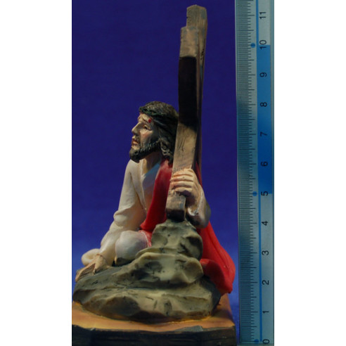 Jesús con la cruz 13 cm resina