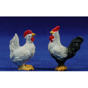 Gallo y gallina 10 cm resina Belenes Puig