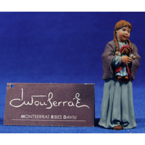 Bambina con bambola  9 cm resina Montserrat Ribes