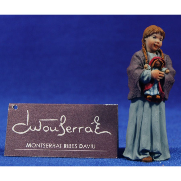 Bambina con bambola  9 cm resina Montserrat Ribes