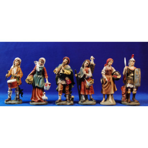 Group of 6 shepherd 18 cm resin