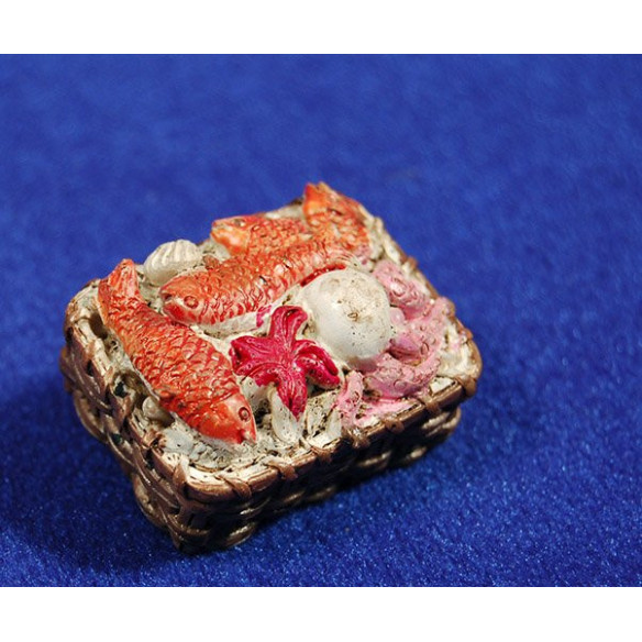 Cesto con pesce 4x3 cm resina