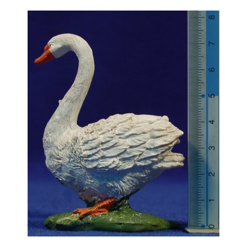 Swan walking 10 cm resin