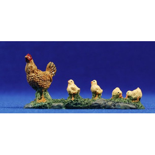 Gallina con pulcini 10-12 cm resina