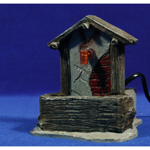 Fountain wood imitation 12x12x13 cm resin