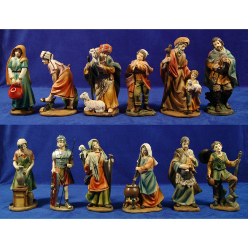 Gruppo di 12 pastori 19 cm  resina