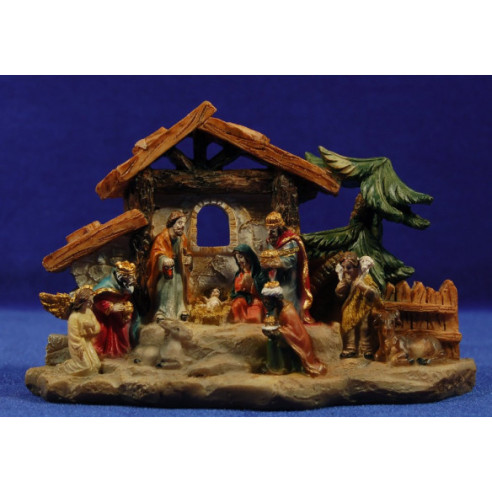 Gruppo natività, re magi e pastori M2 4 cm resina