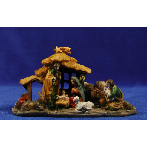 Grupo Nacimiento y pastor 6,5 cm resina