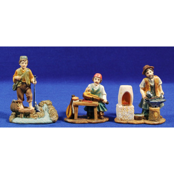 Gruppo di 3 pastori variati mestiere 10 cm resina