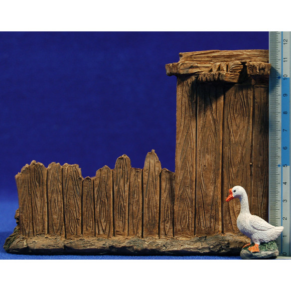 Corral con pastor y aves de corral 10 cm resina