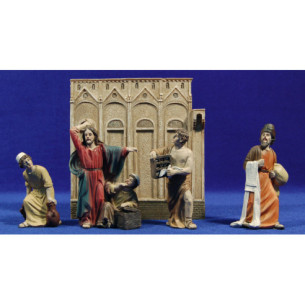 Jesús y los mercaderes del templo 10 cm resina