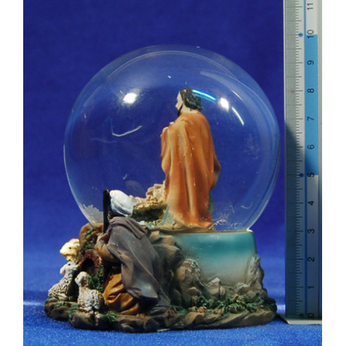 Bola de nieve nacimiento y pastor 10 cm resina y cristal