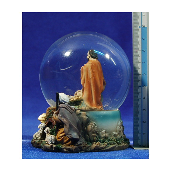 Bola de nieve nacimiento y pastor 10 cm resina y cristal