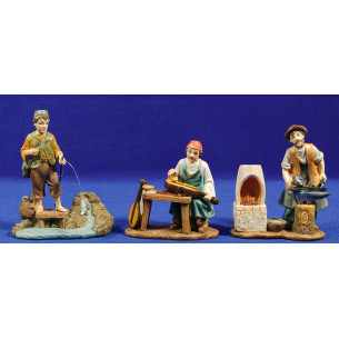 Group of 3 shepherd jobs 13 cm resin
