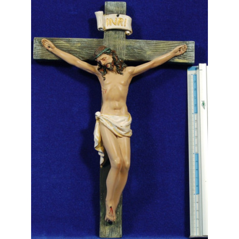 Jesús en la cruz 21 cm resina