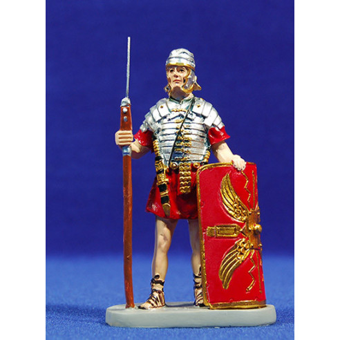 Soldado romano con escudo y lanza 10 cm resina Linea Martino Landi