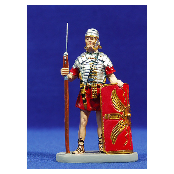 Soldado romano con escudo y lanza 10 cm resina Linea Martino Landi