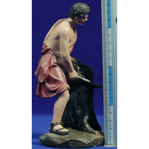Grupo boscaioli con bue 17 cm resina