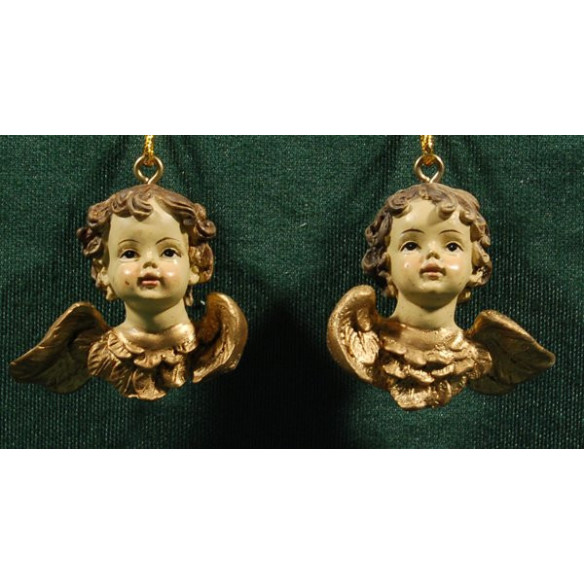 Dos busts d'àngel penjar 4 cm resina