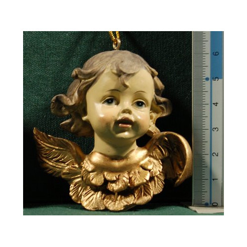 Two angel head hanging 8 cm resin