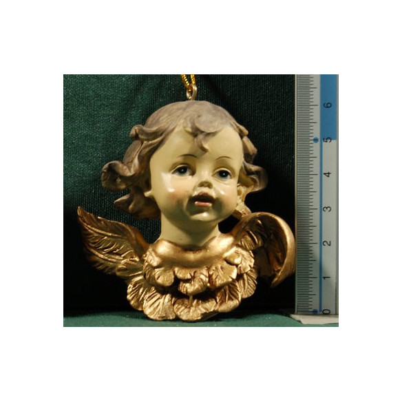 Two angel head hanging 8 cm resin