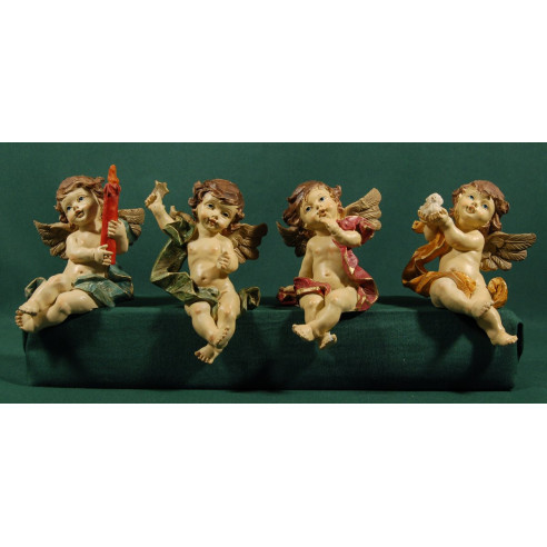 Quattro angeli seduti 12 cm resina
