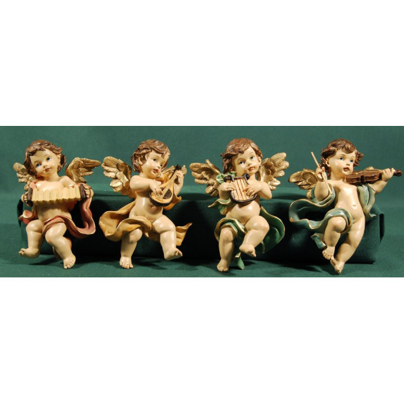 Cuatro ángeles músicos colgar 12 cm resina