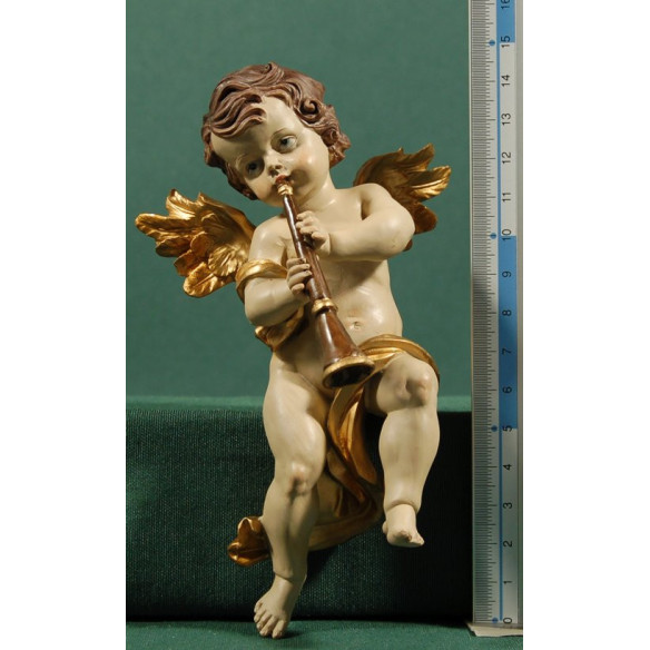 Dos ángeles músicos colgar 13 cm resina