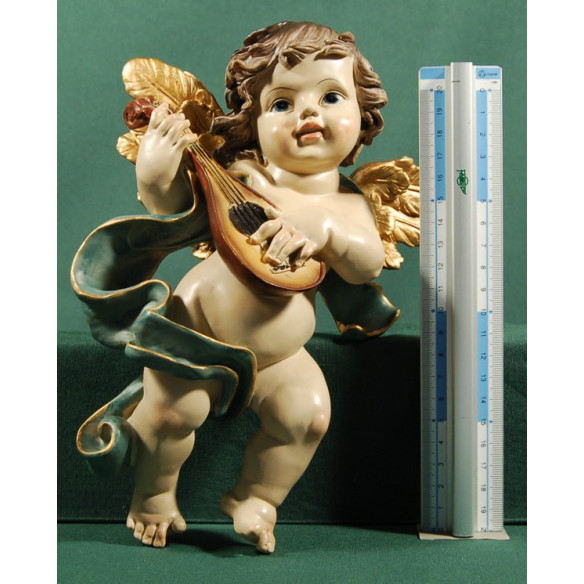 Dos ángeles músicos colgar 25 cm resina