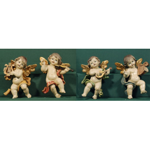Four musicians angels hanging 16 cm resin