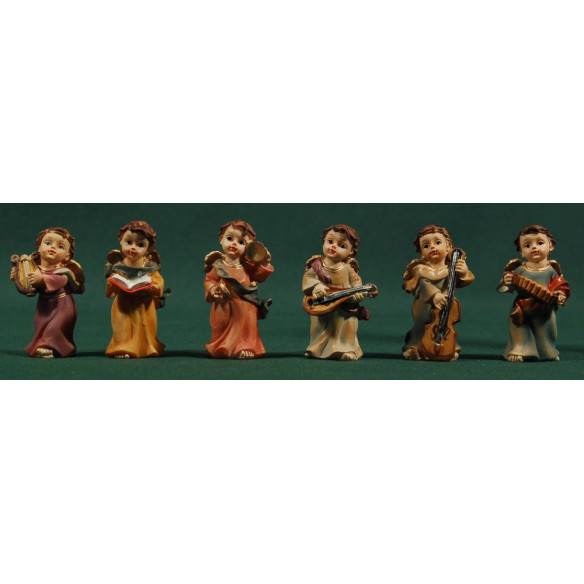 Sei angeli musicanti in piedi 4,5 cm resina