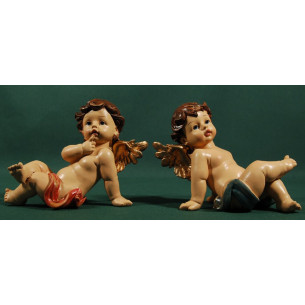 Two sitting Angels 10,5 cm resin