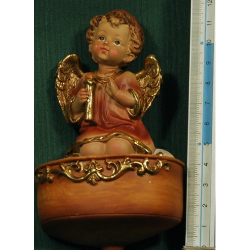 Two angels to hang water-cup 12 cm resin