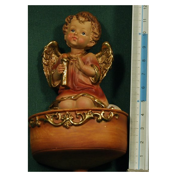 Two angels to hang water-cup 12 cm resin