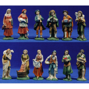 Group of 12 shepherd 19 cm resin