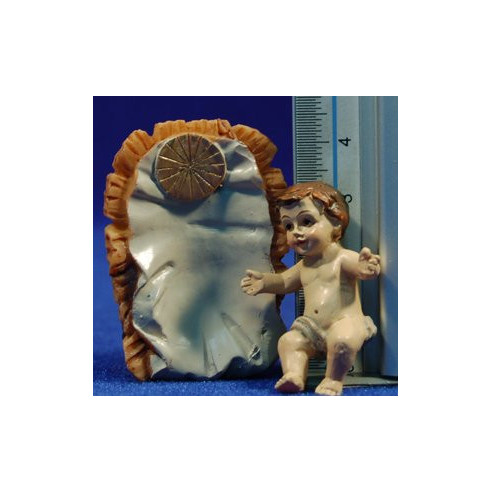Gesù bambino con culla 10 cm resina