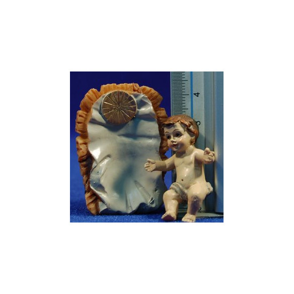 Gesù bambino con culla 10 cm resina