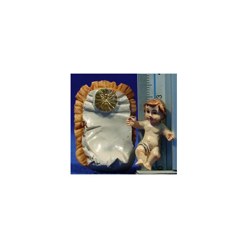 Gesù bambino con culla 9 cm resina