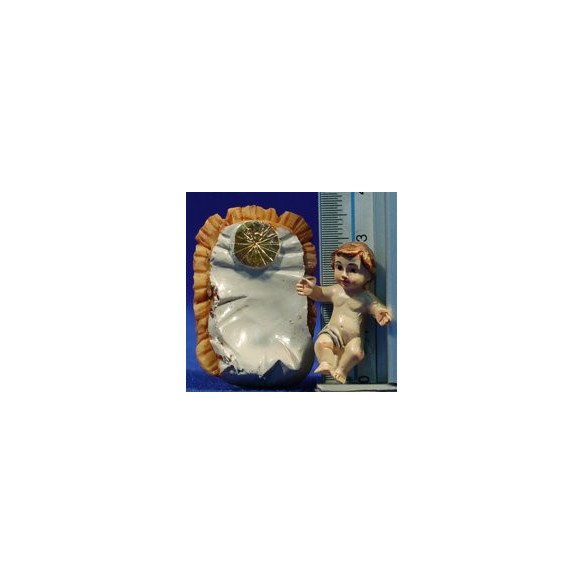 Gesù bambino con culla 9 cm resina